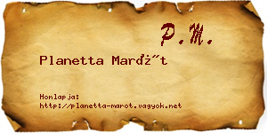 Planetta Marót névjegykártya